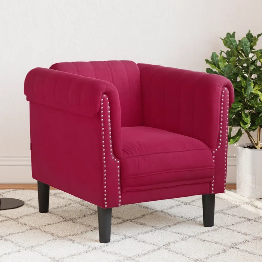 Poltrona Rosso Vino in Velluto 372569