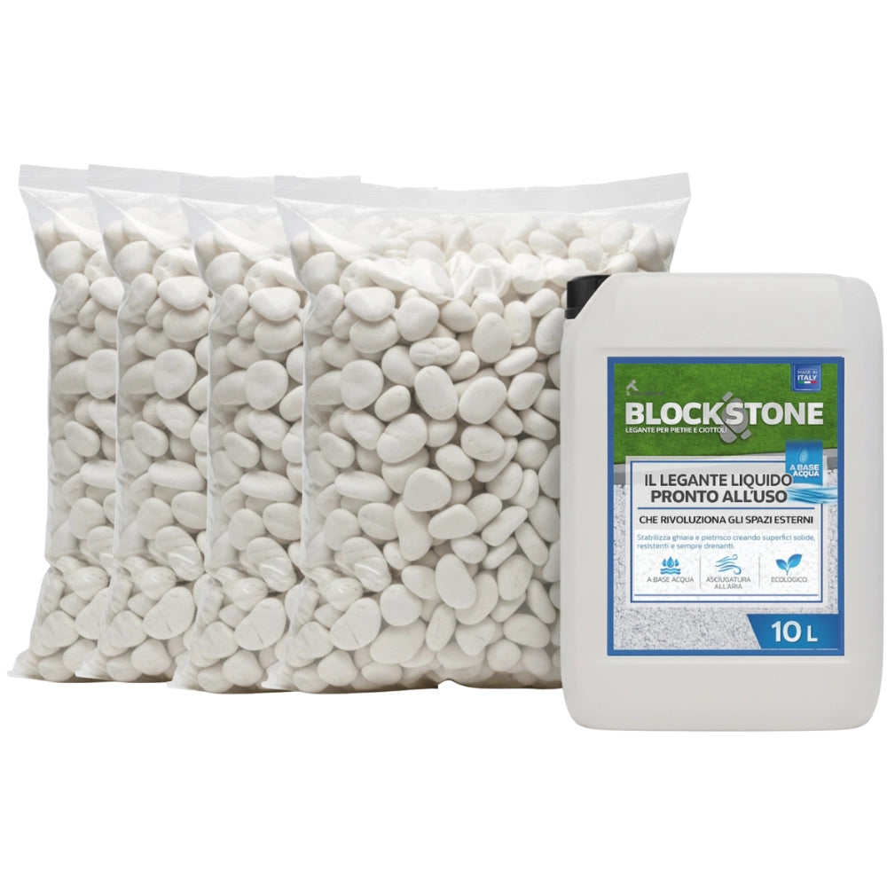 Kit stabilizzazione ciottoli 4 sacchi da 25 kg con legante formato 10 l *** misura 25/40, confezione 1