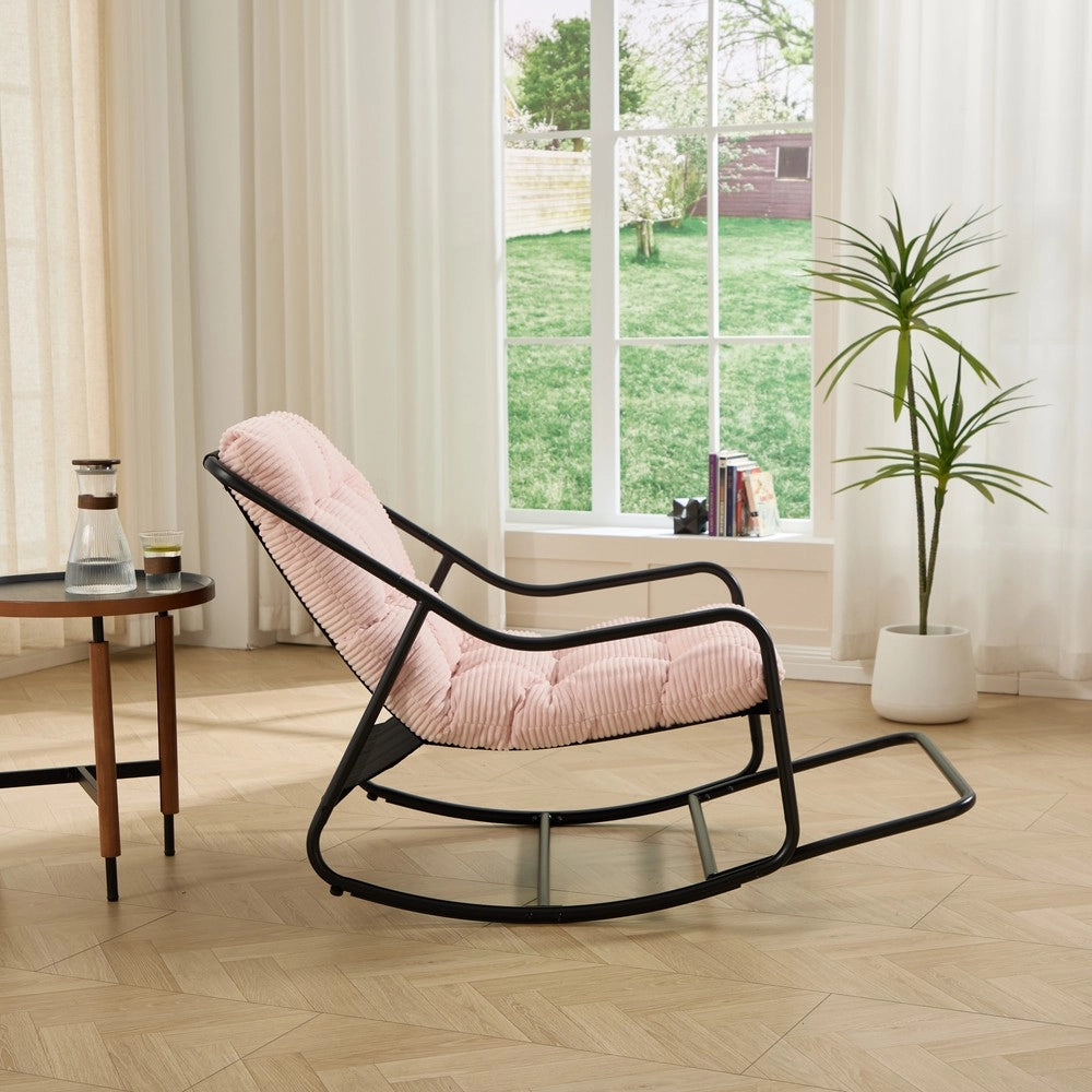 Poltrona a Dondolo con Cuscino ¨C Xylo ¨C Nero/Rosa