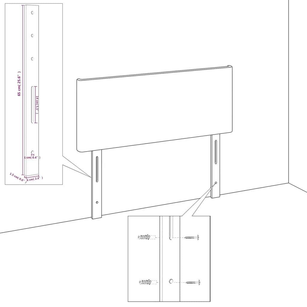 Testiera | Testata Grigio Scuro 200x5x118/128 cm Tessuto