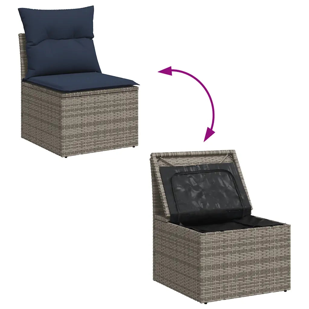 Set Divani da Giardino 13 pz con Cuscini Grigio in Polyrattan 3255872