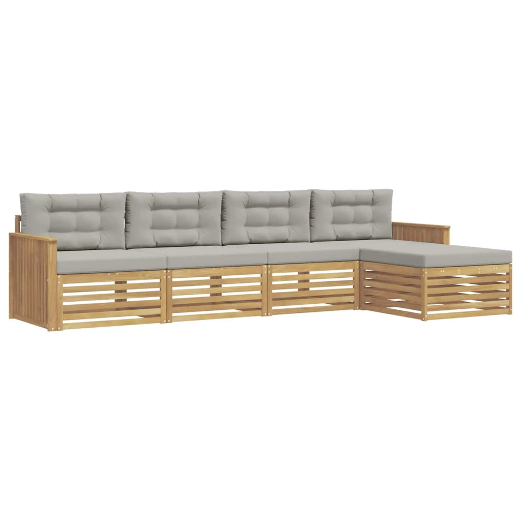 Set di divani da esterno 5 pz Bianco e Grigio Chiaro 3390321