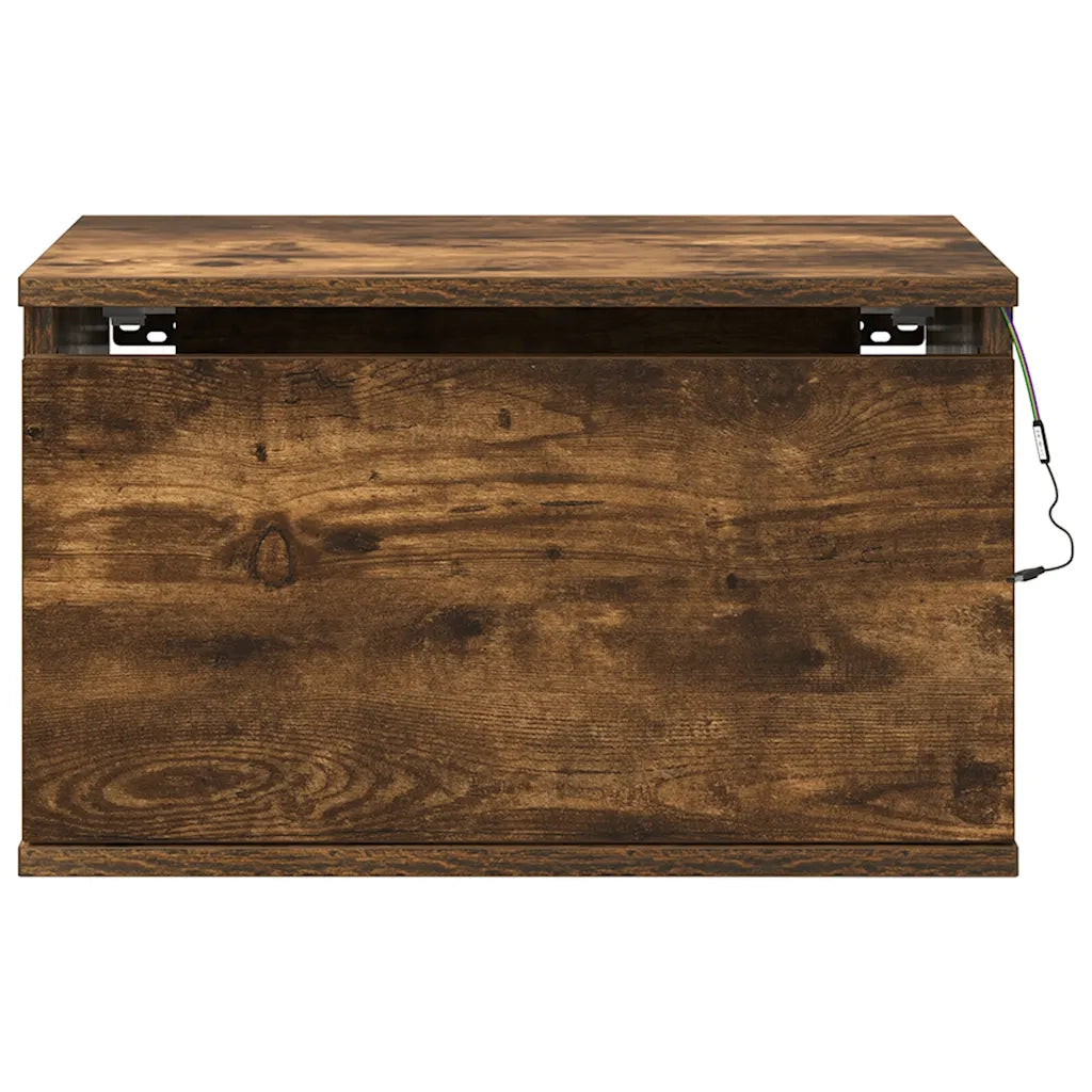 Comodini a Parete con luci LED 2 pz Rovere Fumo 836835
