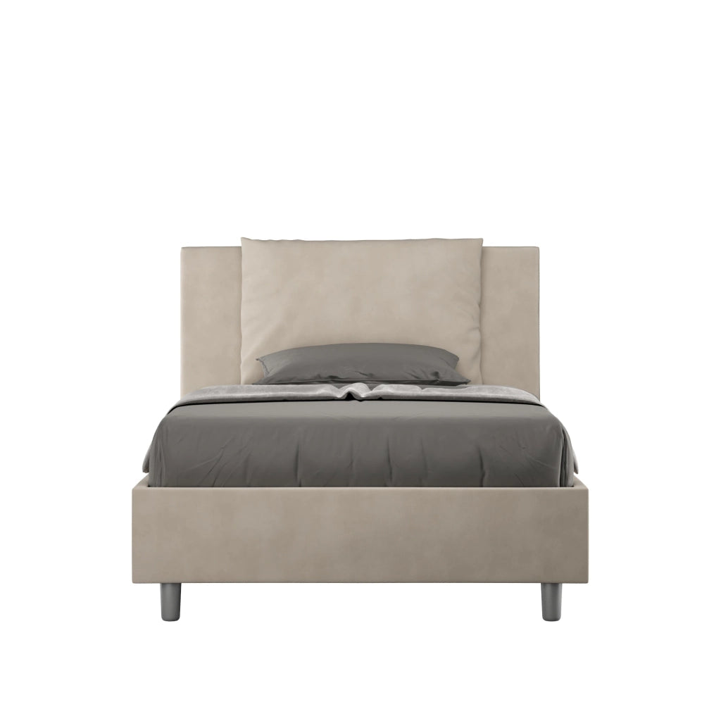 Letto 1 Piazza e Mezzo 120x200 cm con Rete e Contenitore Antea Sabbia