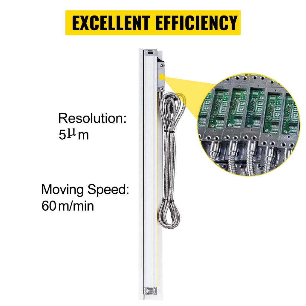 Set 2 Pezzi Scala Lineare di Precisione Corsa 250mm e 1000mm in Lega di Alluminio Risoluzione 5μm per Officina e Fai da Te