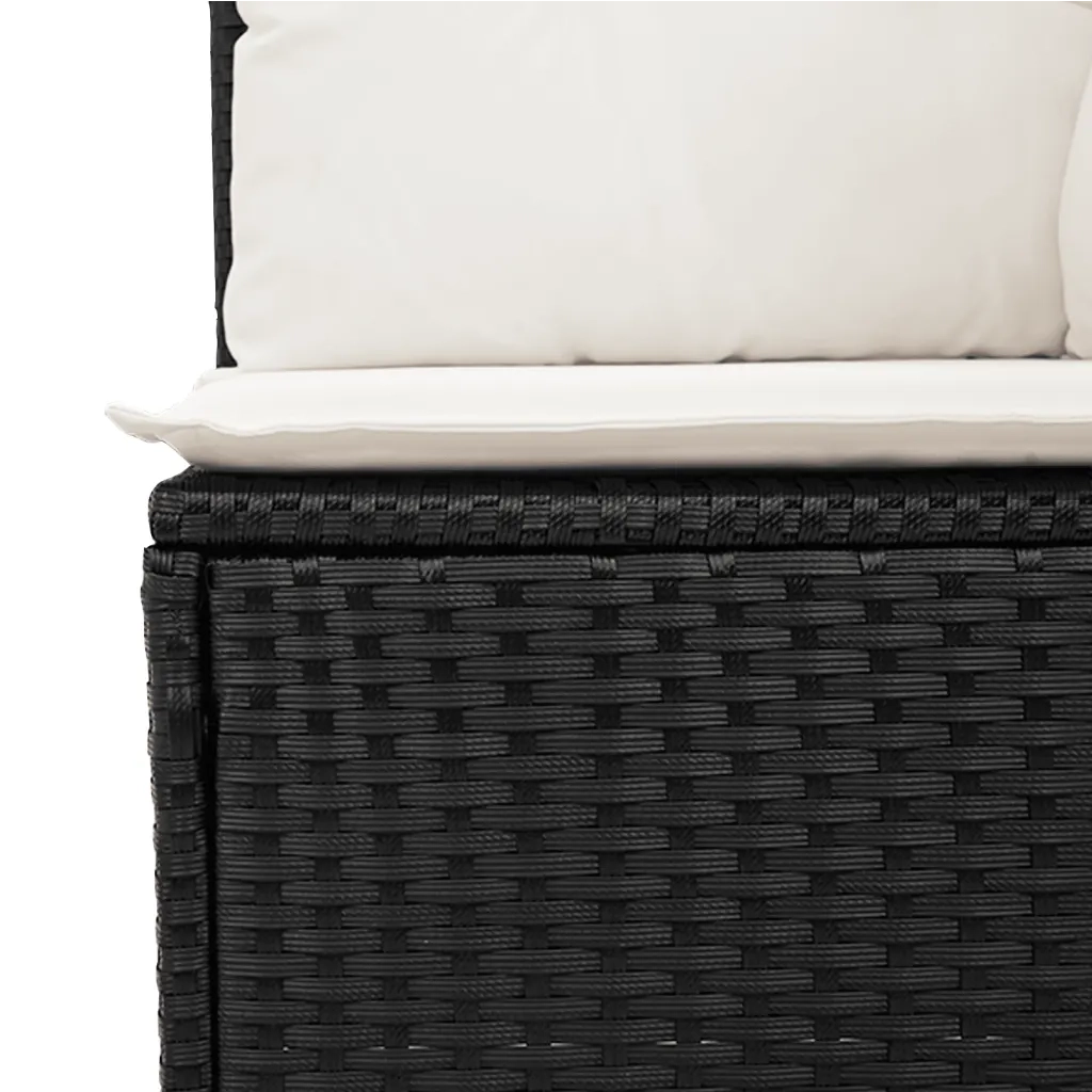 Set Divano da Giardino 6 pz con Cuscini Nero in Polyrattan 3225979