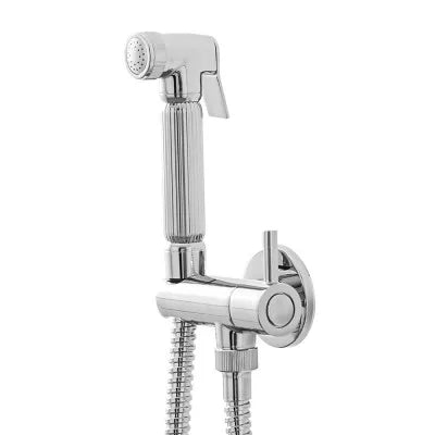 Set doccetta igienica cromata in ottone con pulsante shut-off e rubinetto
