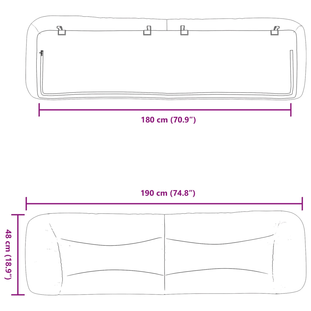Cuscino Testiera Hvar Grigio Chiaro 180 cm in Tessuto 374600