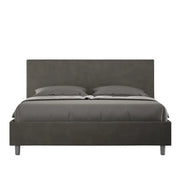 Letto matrimoniale senza rete imbottito 160x200 microfibra grigio Adele