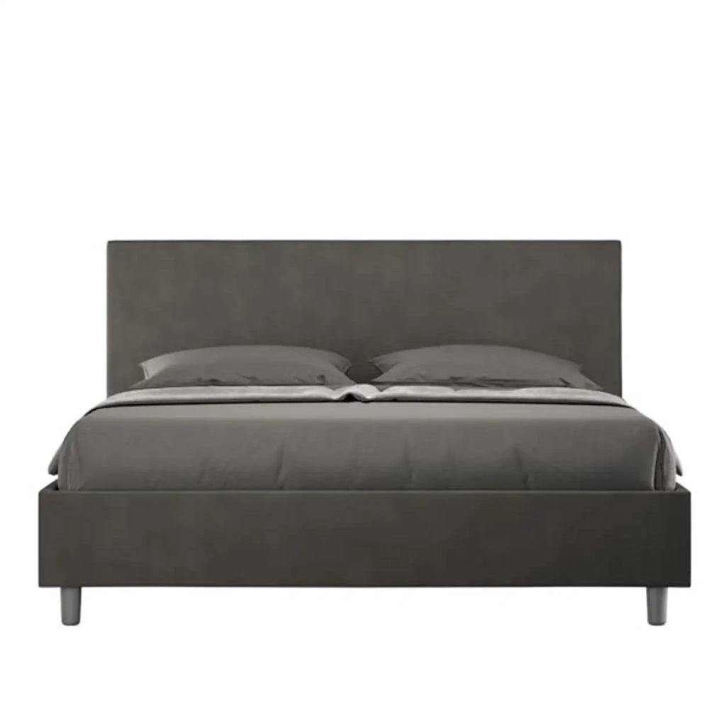 Letto matrimoniale senza rete imbottito 160x200 microfibra grigio Adele
