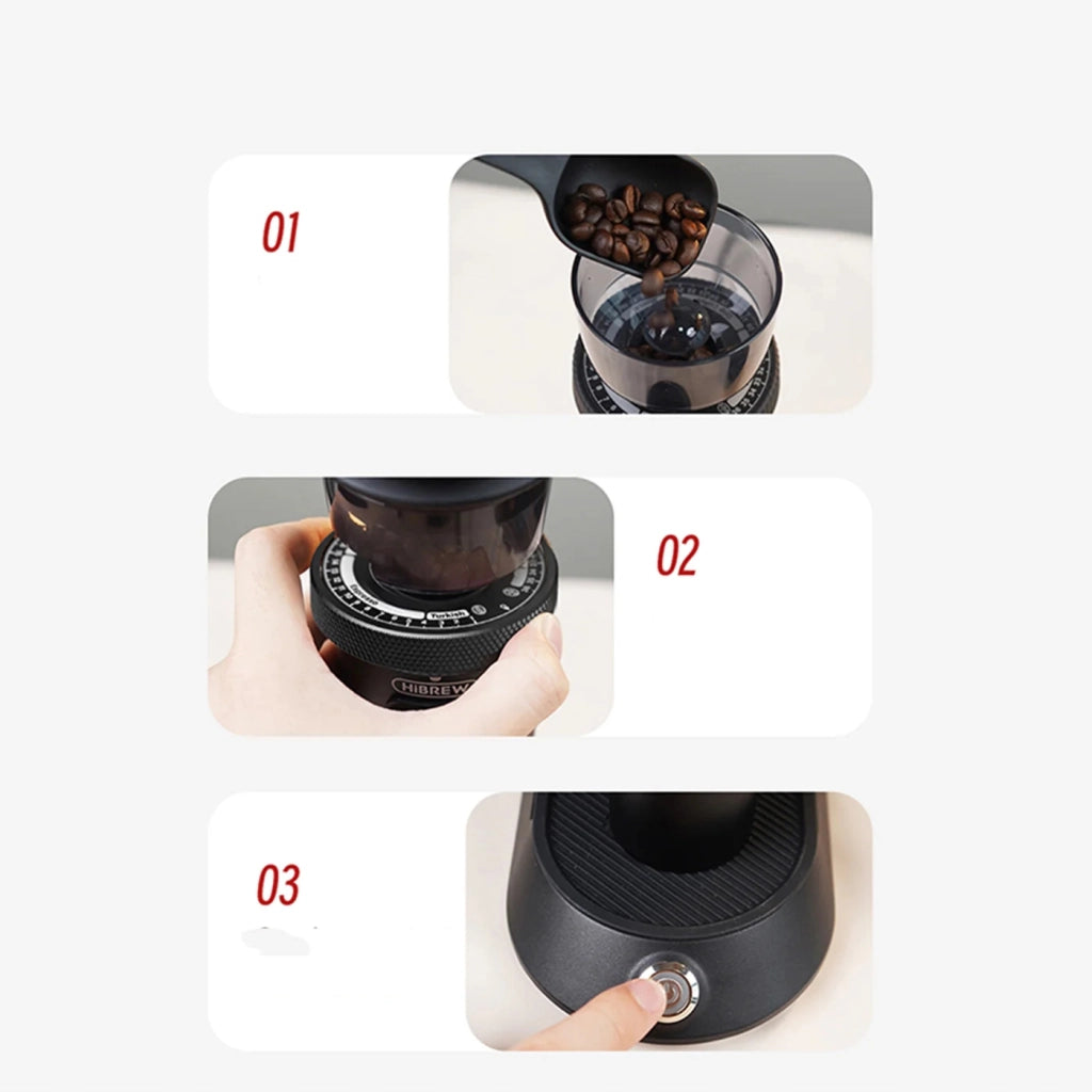 Macinacaffè HiBREW G5 180 W con Macine Coniche 48 mm, 36 Regolazioni e 2 Velocità 400/500 rpm