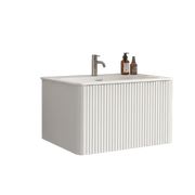 Mobile bagno con lavabo 93,5x55x47 cm in MDF, compensato e solid surface bianco