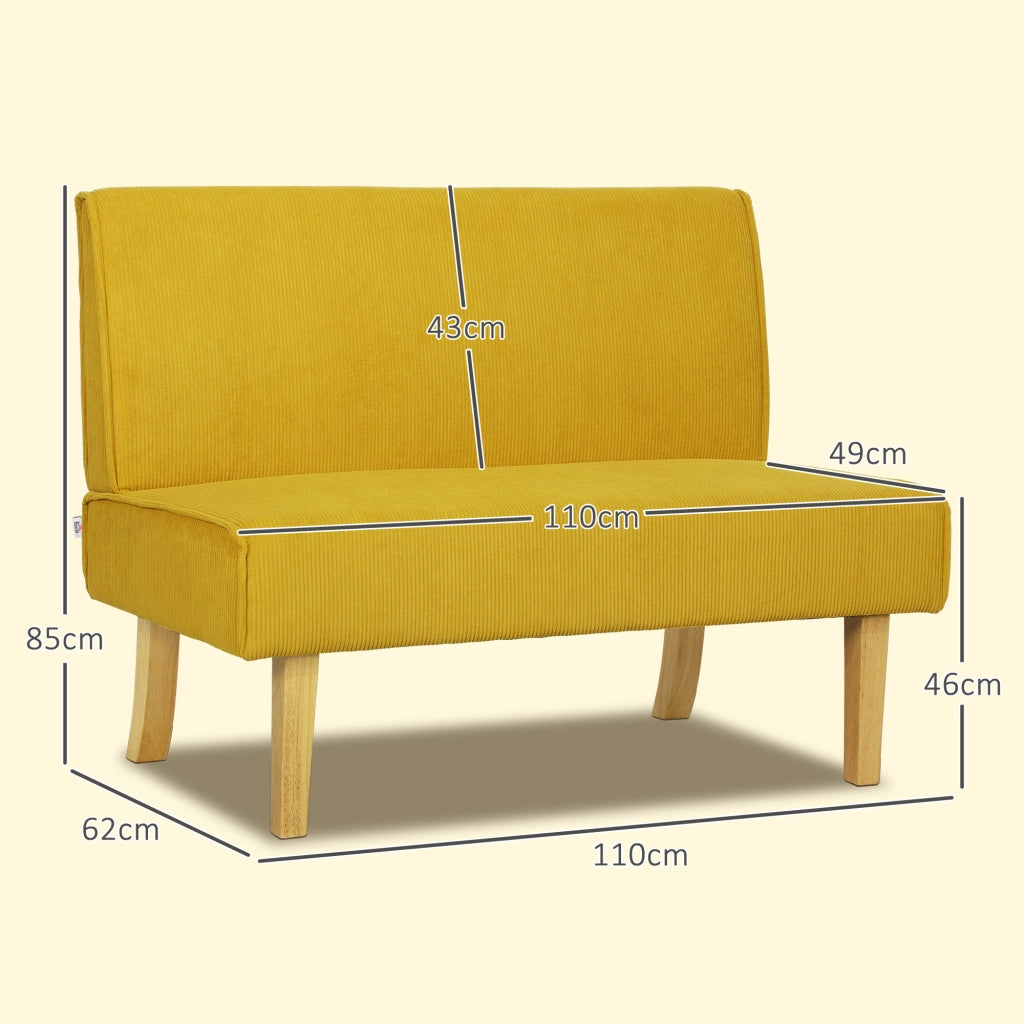 Divano 2 posti ¨C Minimal ¨C Tessuto corda giallo con gambe in legno