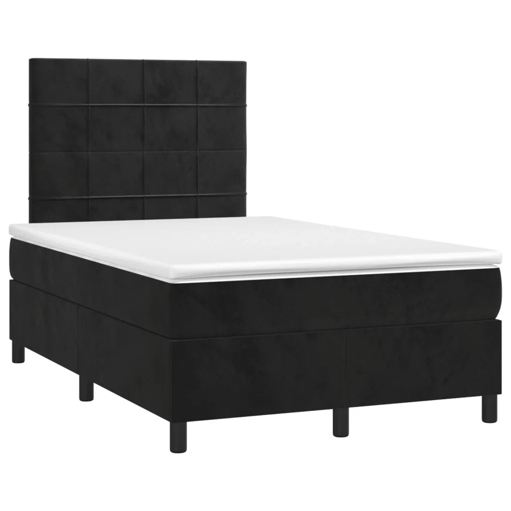 Letto a Molle con Materasso e LED Nero 120x200 cm in Velluto 3136115