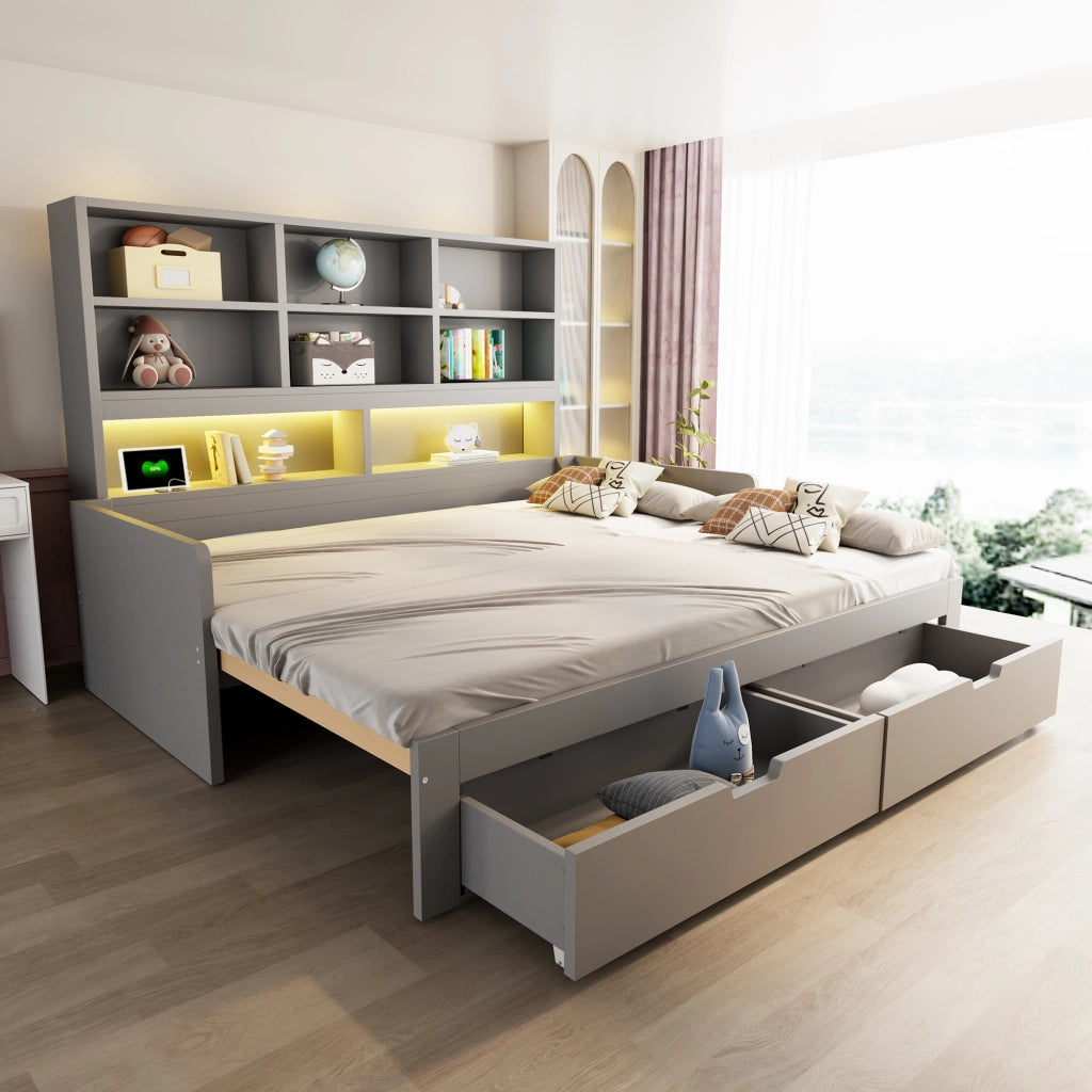 letto multifunzione mdf grigio 90 x 200 cm