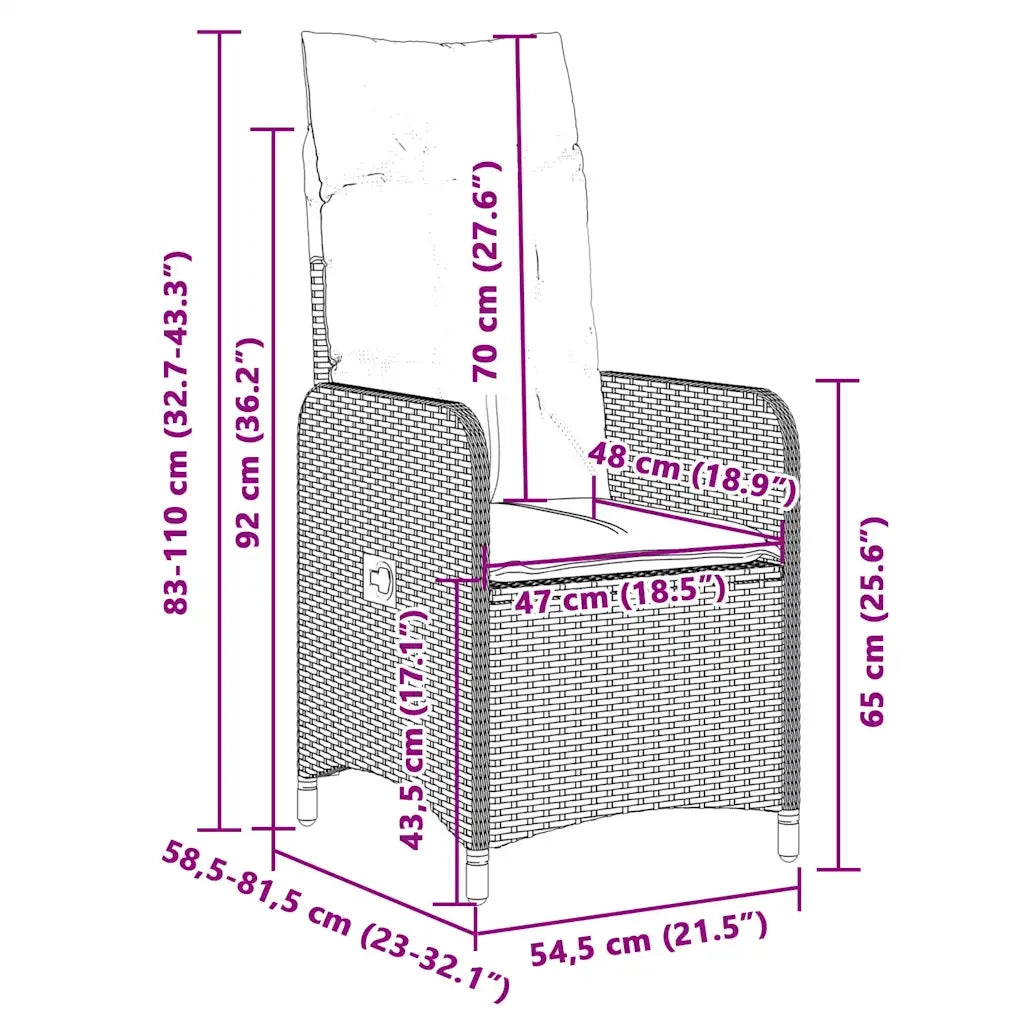 Set Bistrò da Giardino 7 pz con Cuscini in Polyrattan Grigio 3277037