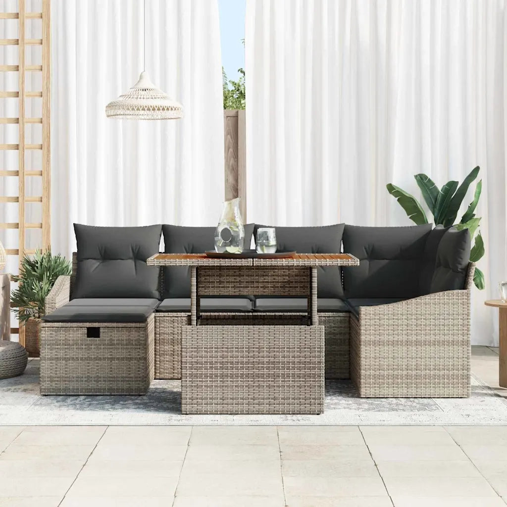 Set Divano da Giardino 7 pcs Grigio polyrattan 3361356