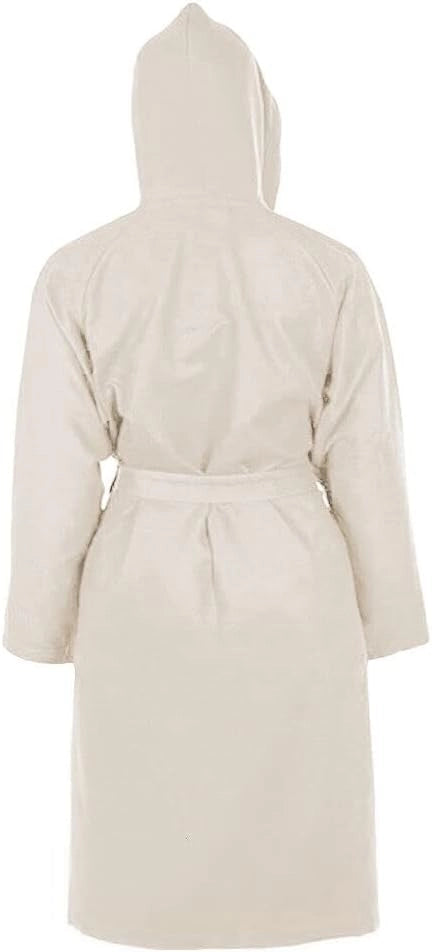 Accappatoio Microfibra Taglia XXL Moderno Morbido Uomo Donna Cintura Tasche Cappuccio Beige