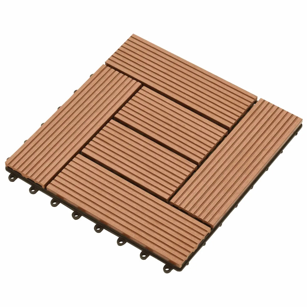 Piastrella per Decking 11 pz Marrone 30 x 30 cm WPC CFW9909107