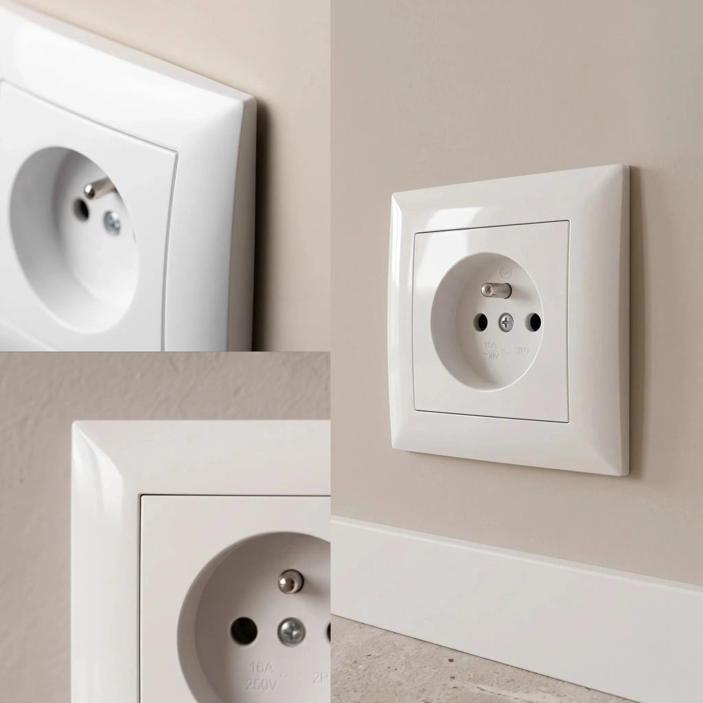 Presa Singola Con Messa A Terra E Placca Oste Jnh001-g White