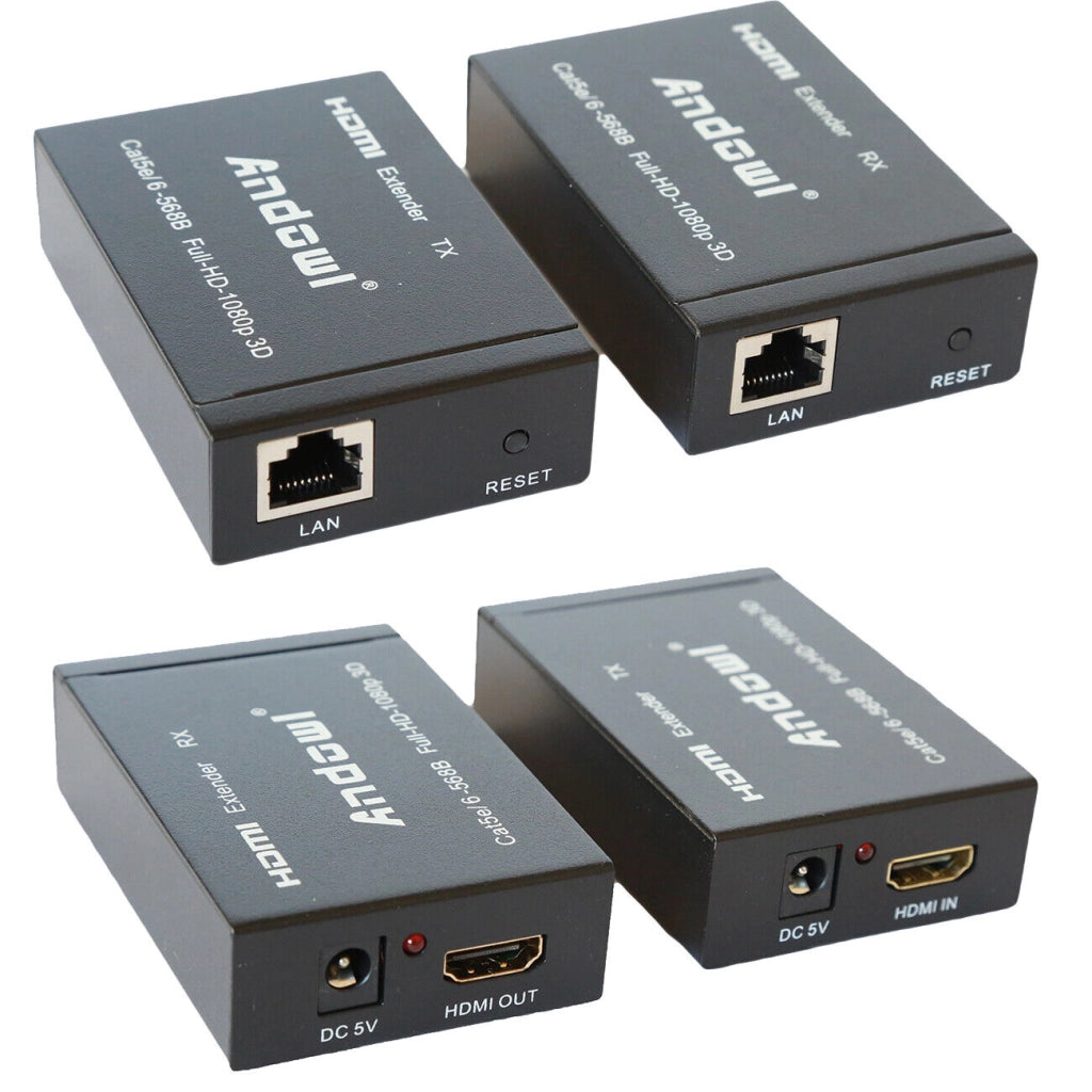 HDMI EXTENDER ETHERNET CAVO DI RETE LAN OVER CAT5E CAT6 60 METRI HDMI 3D 1080P