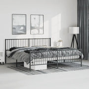 Giroletto con Testiera e Pediera Metallo Nero 193x203 cm