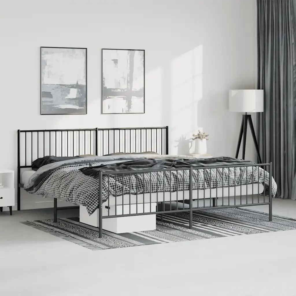 Giroletto con Testiera e Pediera Metallo Nero 193x203 cm
