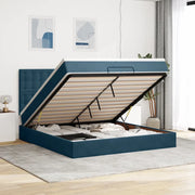Pouf Letto con Materassi e LED Blu Scuro 200x200cm Velluto 3314490