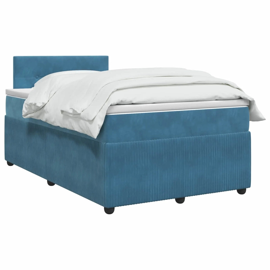 Letto box spring con materasso Blu 120 x 190 cm Velluto 3453105