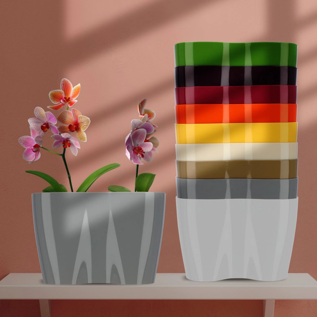 Vaso da fiori KADAX, Vaso da fiori, Vaso da fiori in plastica, Orchidea, 23 cm, Grigio