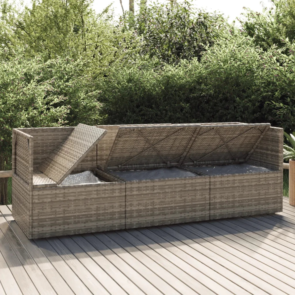 Set Divani da Giardino 3 pz con Cuscini in Polyrattan Grigio 318679