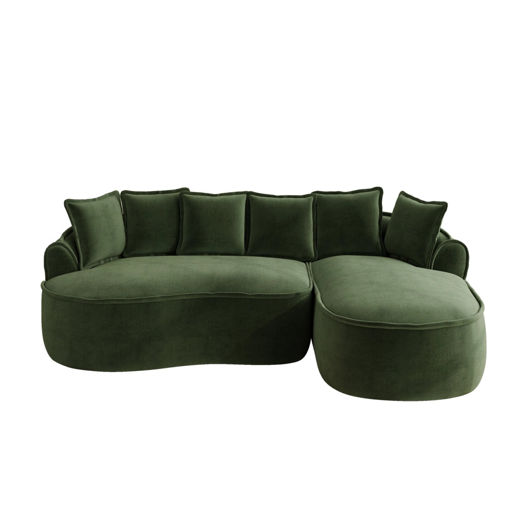 Divano Angolare Modulare Chaise Longue con Cuscini ¨C MINIMAL ¨C Verde, Chenille, Extra Large