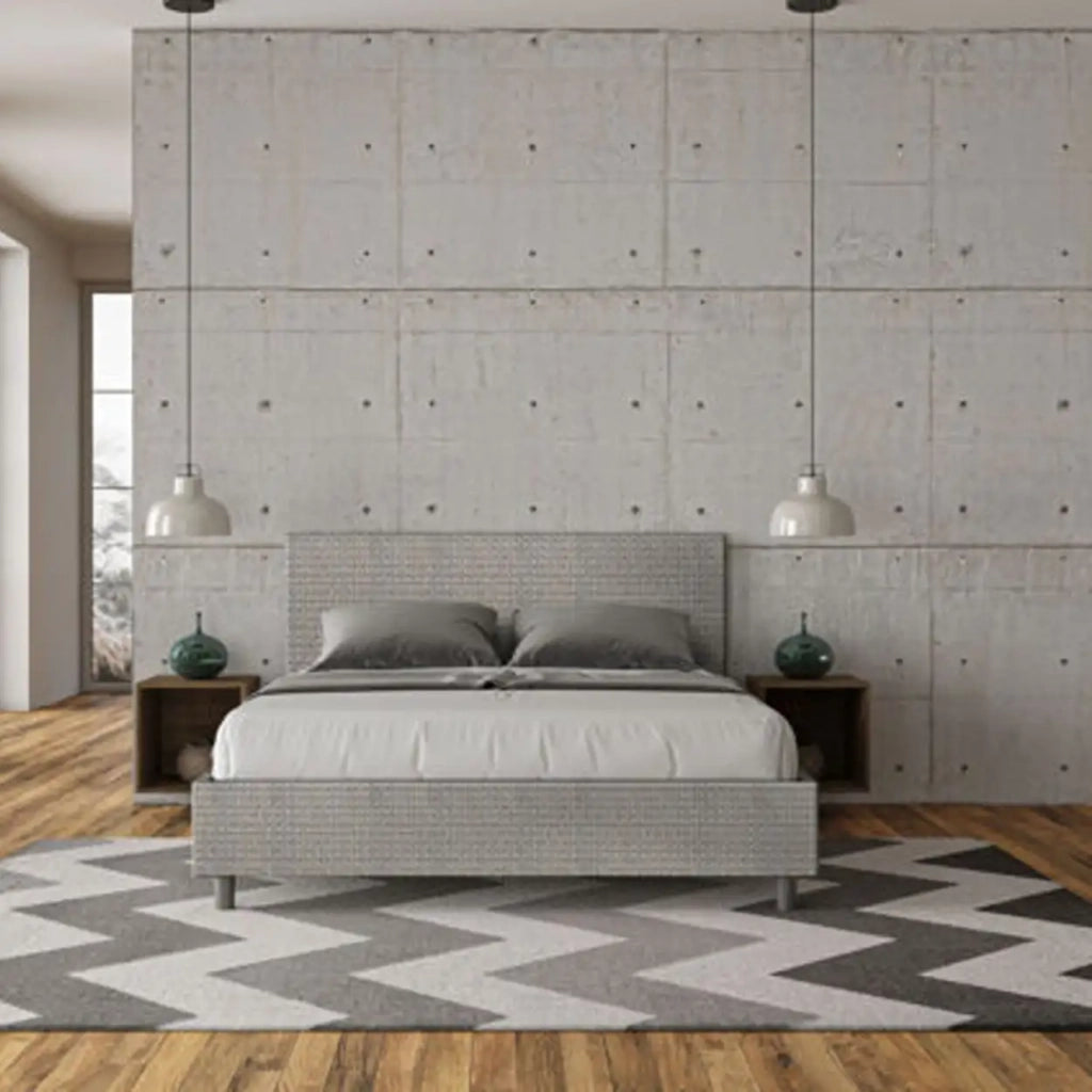 Letto matrimoniale con rete imbottito 160x200 tessuto Labirinto 2 grigio Adele