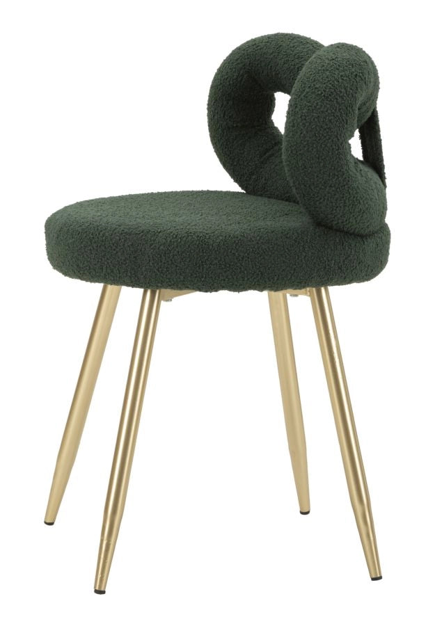 Sedia Mini Ilary Verde Ø40x67 cm in MDF e Spugna e Ferro e Poliestere Verde e Oro