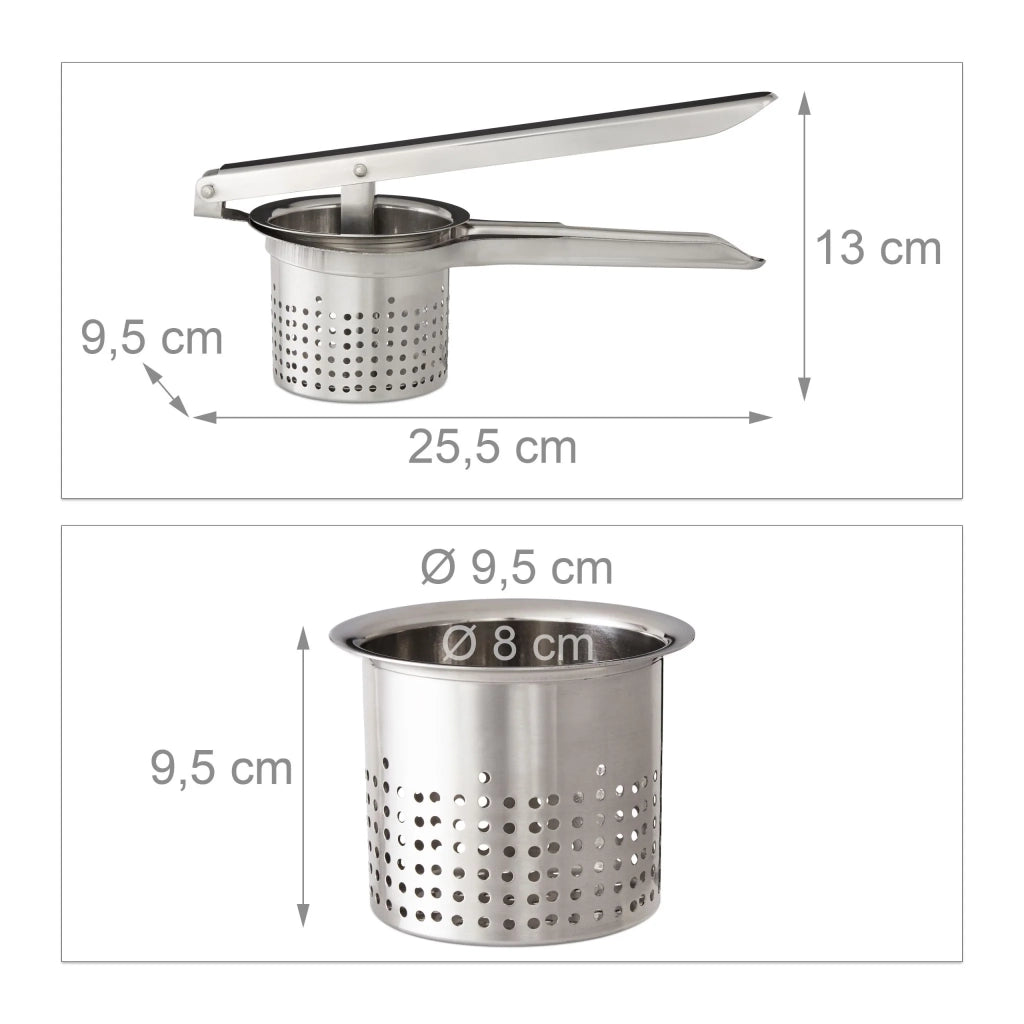 Schiacciapatate universale per frutta, verdura e pasta 30 x 10 x 10 cm rapido ed efficiente in acciaio inossidabile argentato 13_0003472