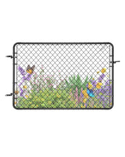 Cancello per Recinzione a Maglie HXGATE-002 in Acciaio Zincato Nero 183 x 117 cm, Pannello Regolabile con Accessori per Giardino e Cortile