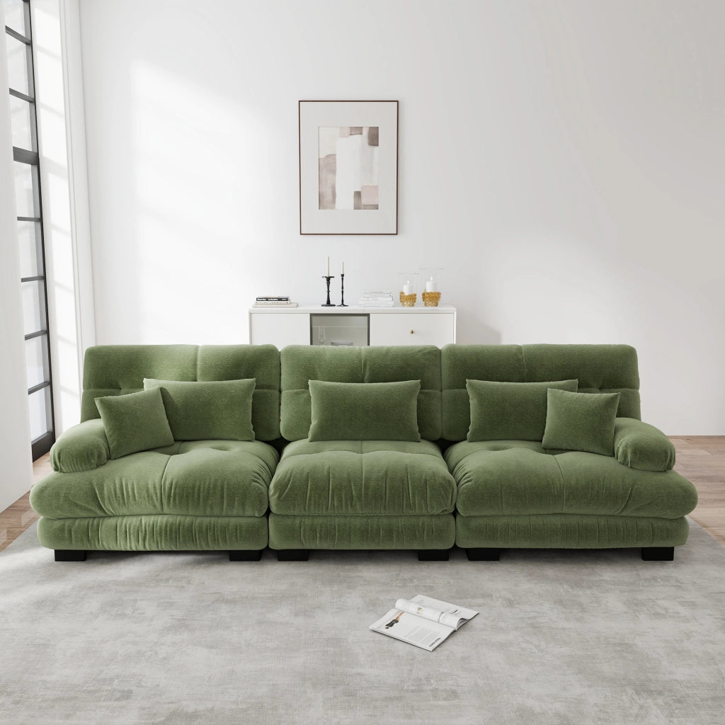 Divano Angolare Modulare 3 Posti ¨C Xylo ¨C Chenille Verde, Sofa Letto