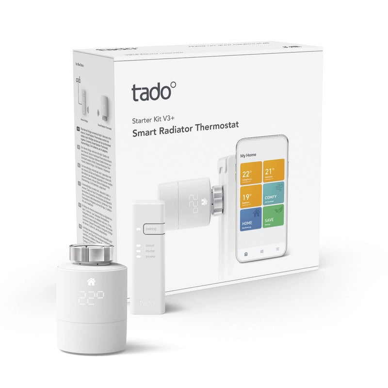 TADO Valvola termostatica kit di base V3+. Valvola termostatica smart. Controllo tramite app. impianto centralizzato