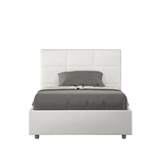 Letto una piazza e mezza con rete imbottito 120x210 similpelle bianco Mika