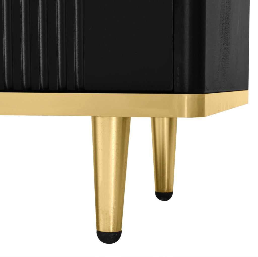 Mobile TV 170x45x37 cm con 2 cassetti e vani chiusi in MDF nero e oro
