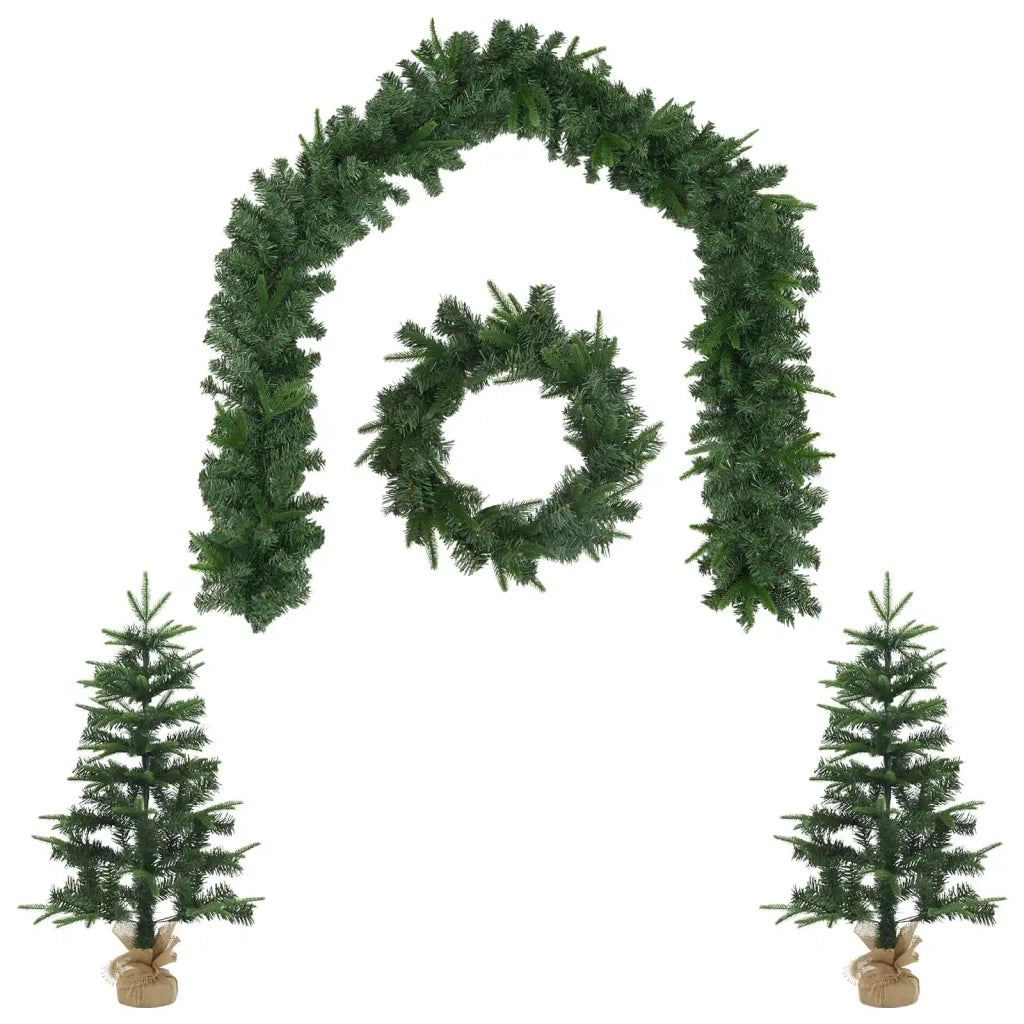 Set mini alberi di Natale 60 cm PVC e PE Verde 3468433
