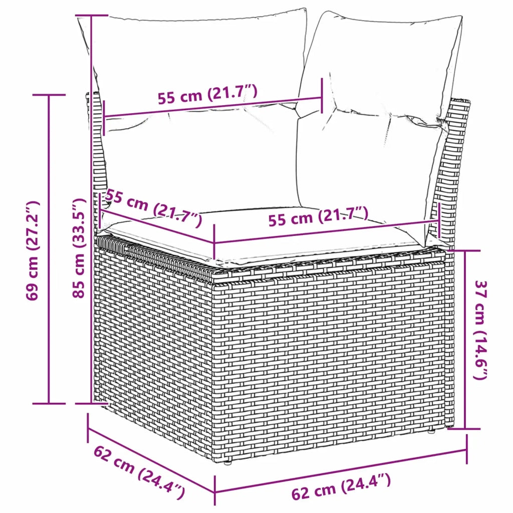 Set Divano da Giardino con archiviazione 9 pcs Nero Poly Rattan 3358084