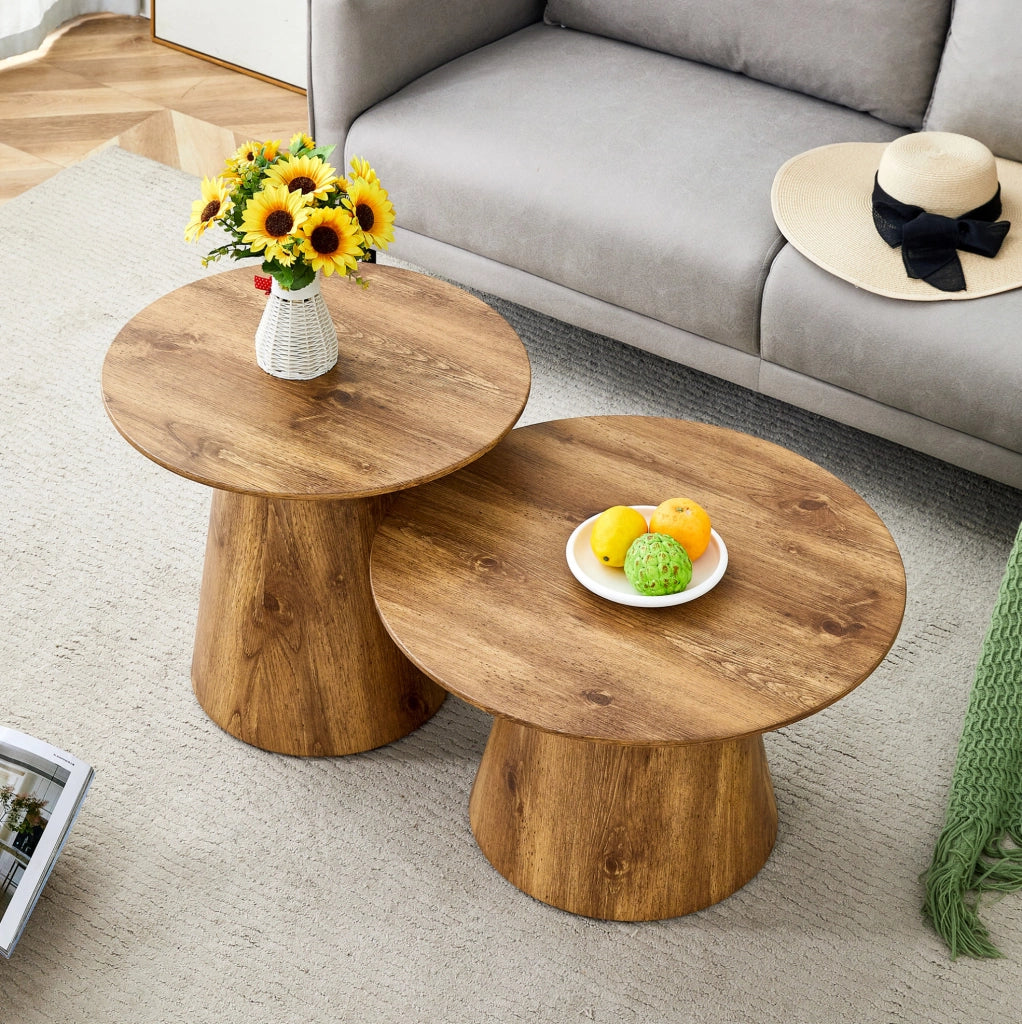 TAVOLINI Set da 2 pezzi 50x48 cm + 60x35 cm MDF effetto legno