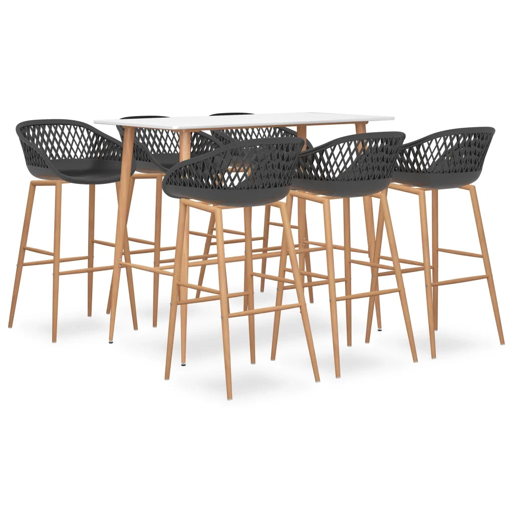 Set da Bar 7 pz Bianco e Grigio 3057450