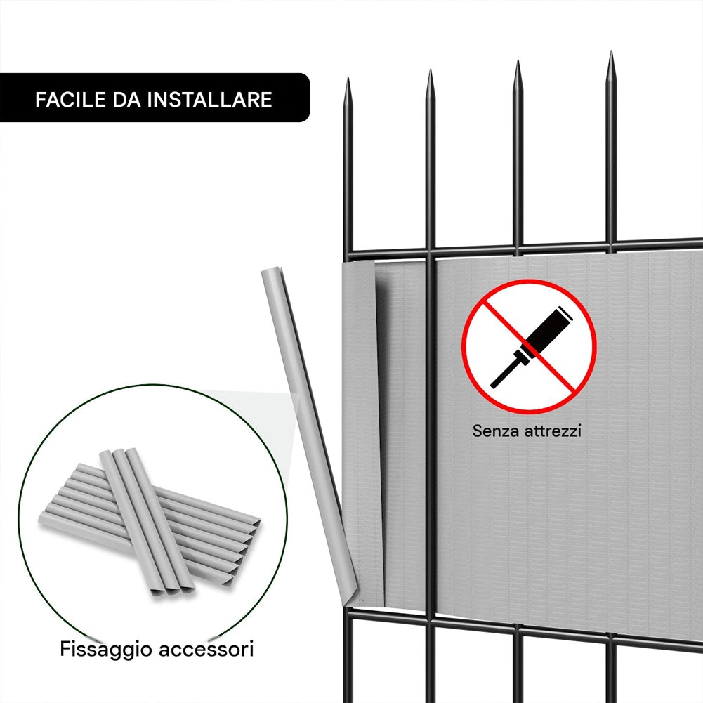 Frangivista in PVC Grigio 19cmx35M Telo Oscurante 450gr/mq Anti Uv da Esterno