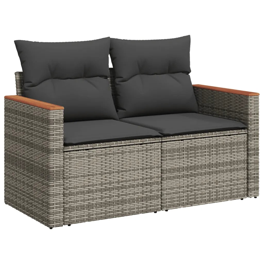 Set Divani da Giardino 11 pz con Cuscini in Polyrattan Grigio 3226564