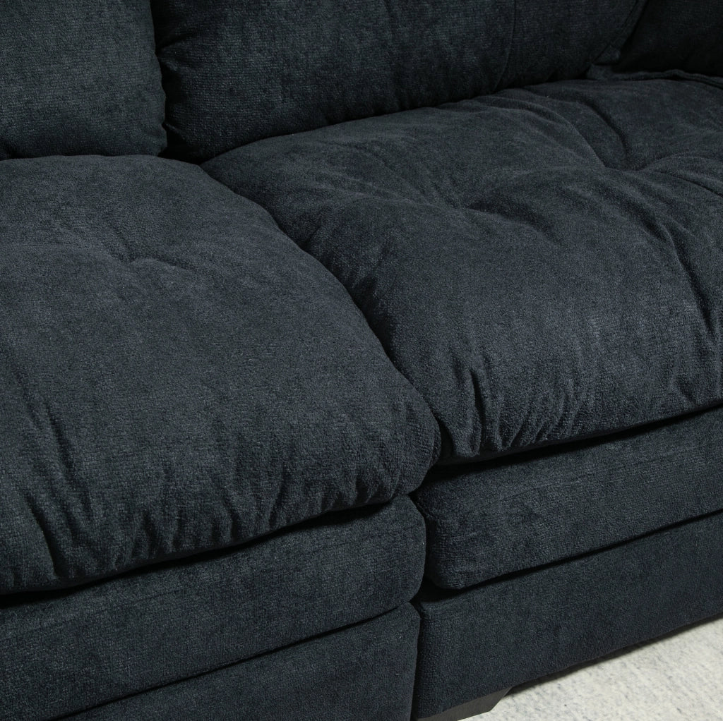 Divano 2 posti in Chenille 213x89 cm con cuscini doppio strato (Memory Foam e molle insacchettate) per soggiorni e uffici