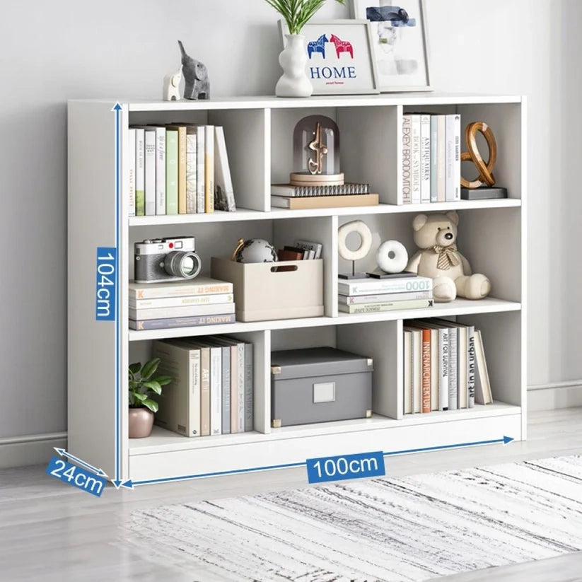 Scaffale Moderno Bianco 8 Ripiani con Cassettiera Grande Armadio Aperto