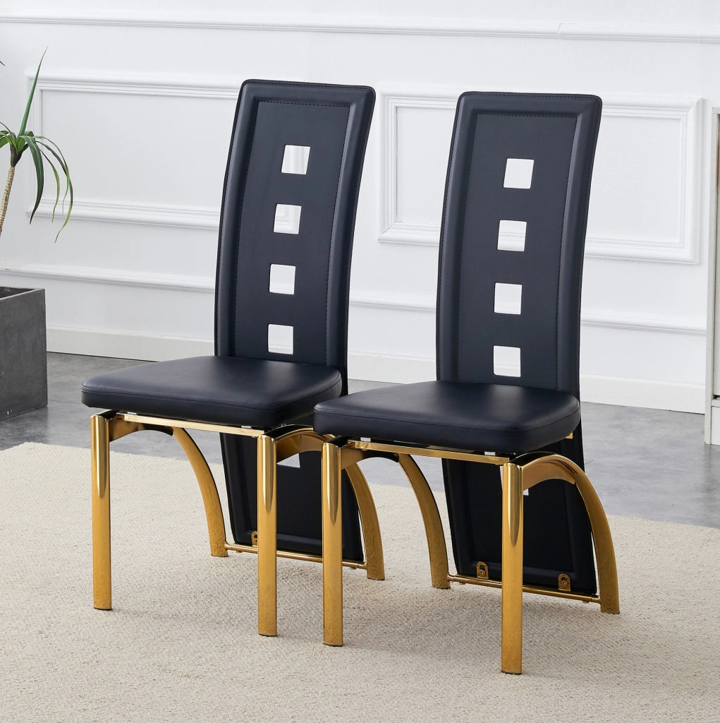 SEDIA da pranzo Set 2 unità 102,5 cm PU nero e metallo oro