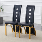 SEDIA da pranzo Set 2 unità 102,5 cm PU nero e metallo oro